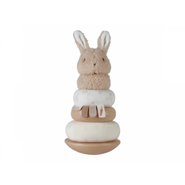 Drevené a plyšové nasadzovacie krúžky rodinka Baby Bunny - Little Dutch