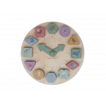 Hodiny s puzzle kockami drevené Farma - Little Dutch 