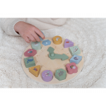 Hodiny s puzzle kockami drevené Farma - Little Dutch 