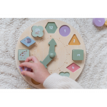 Hodiny s puzzle kockami drevené Farma - Little Dutch 