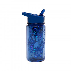 Fľaša so slamkou- trblietky – Modrá Petit Monkey 