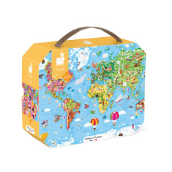 Puzzle Mapa sveta v kufríku 300 ks - Janod