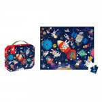 Puzzle v kufríku Raketa vo vesmíre 54 ks Janod