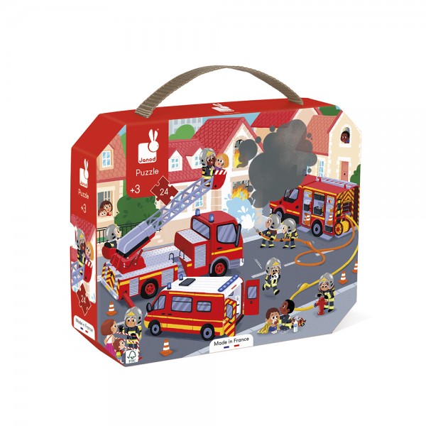 Puzzle požiarnici v kufríku 24ks - JANOD
